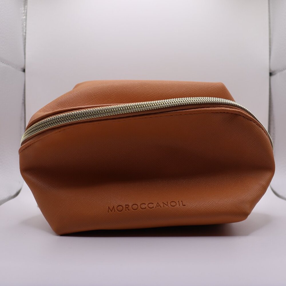 Moroccanoil Make Up Bag Brown with Blue Interior BRAND NEW